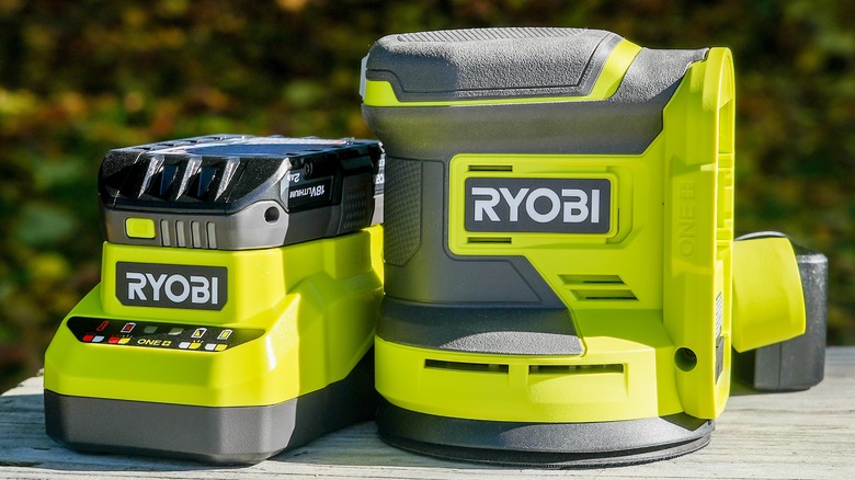 Ryobi tool and battery on table