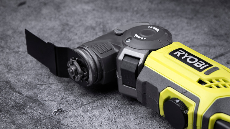 Closeup of a Ryobi tool