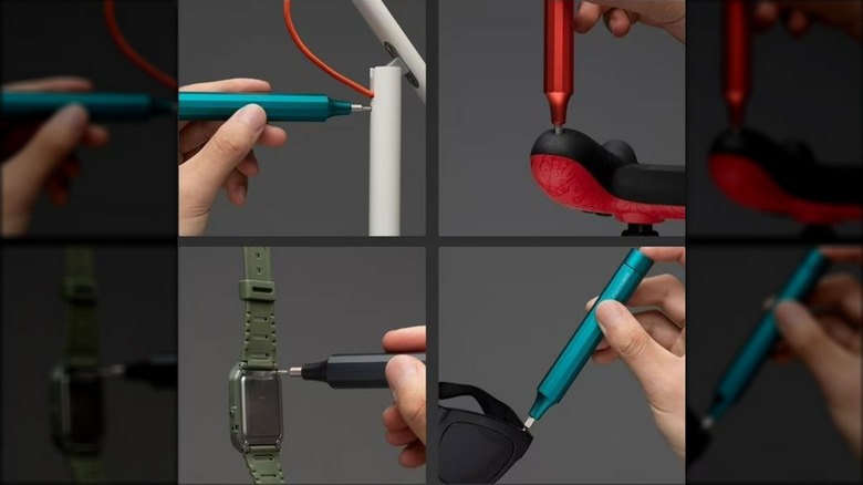 person completing different tasks, such as repairing electronics, with HOTO screwdriver