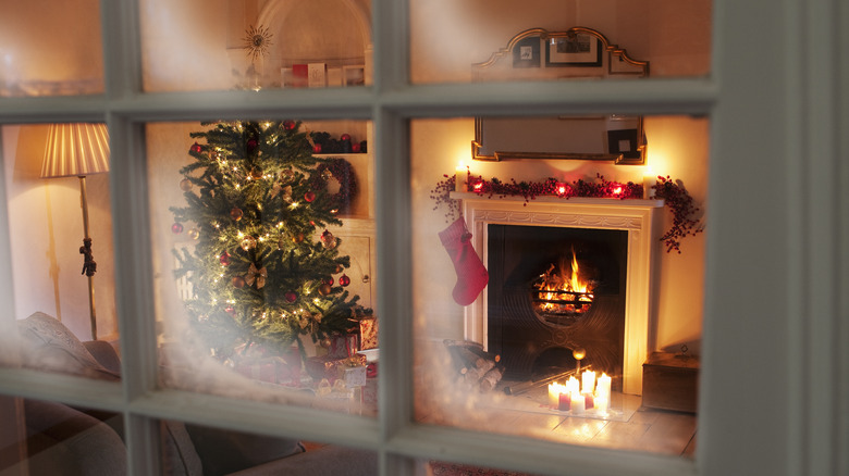 Christmas scene through window