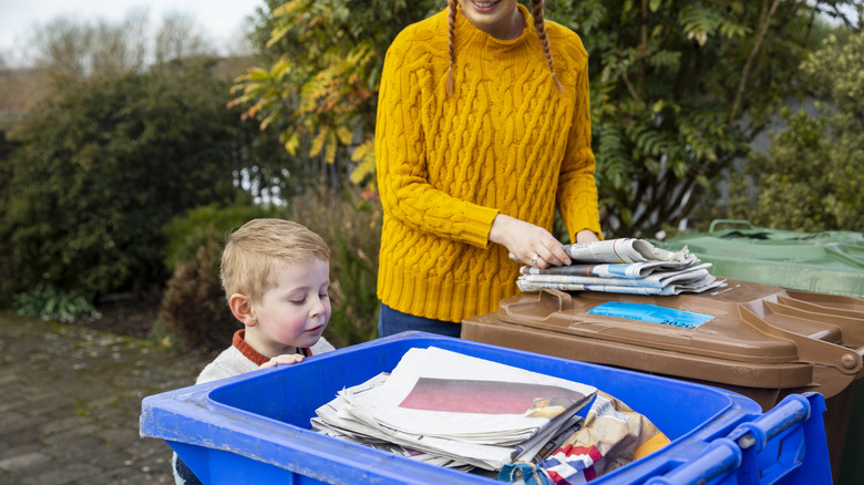 collecting newspaper for garden