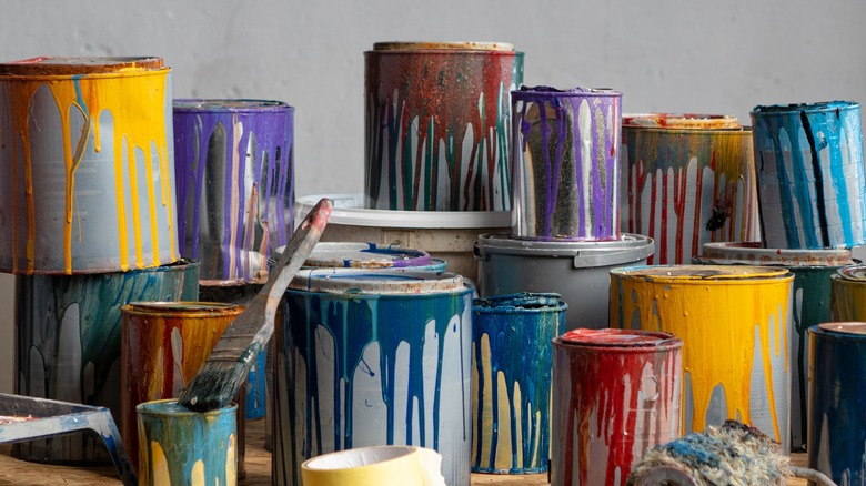 old paint cans