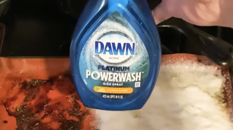 Dawn Powerwash on baking sheet