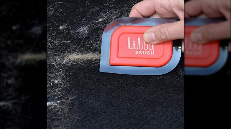 closeup of Lilly Brush Mini on fur-covered fabric