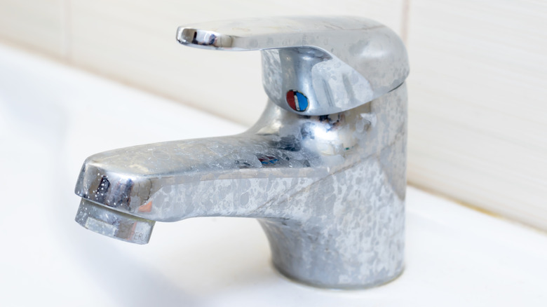 Hard water stains on faucet
