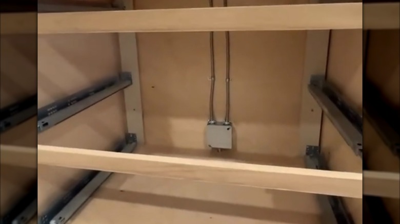 junction box beneath kitchen island