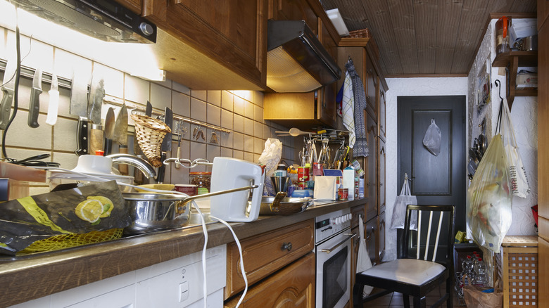 A cluttered kitchen