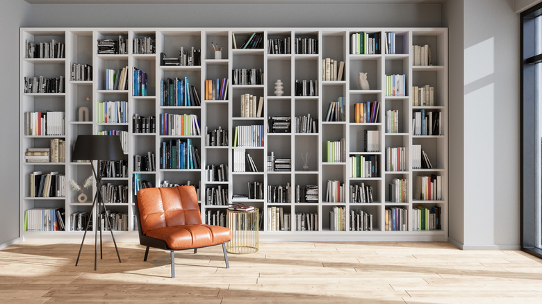 Large modern white bookcase