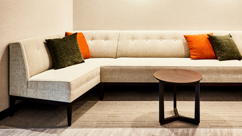 banquette seating by a round table
