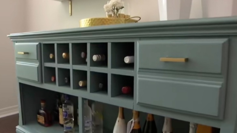 Dresser turned into a home bar