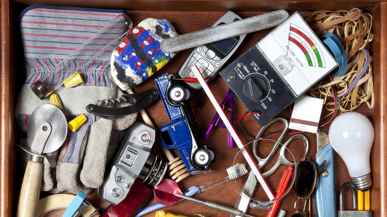 messy junk drawer