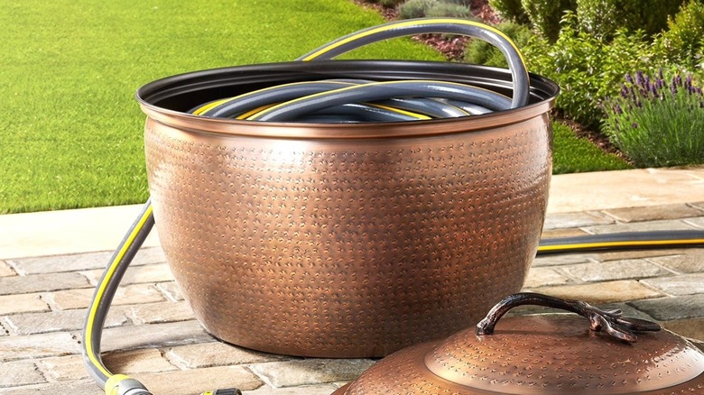 Sam's Club decorative hose storage pot on store shelves