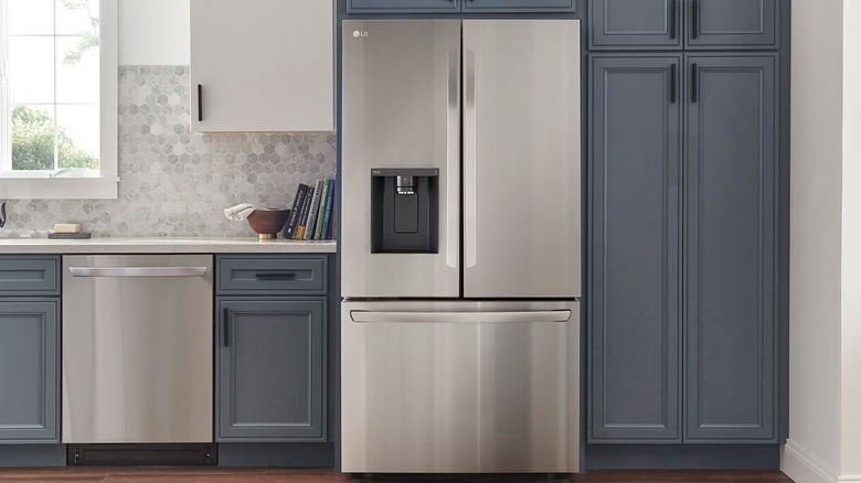 A large French door refrigerator in a modern kitchen