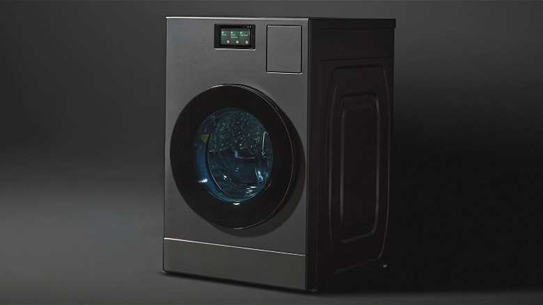 Two all-in-one washer-dryer combos in a laundry room