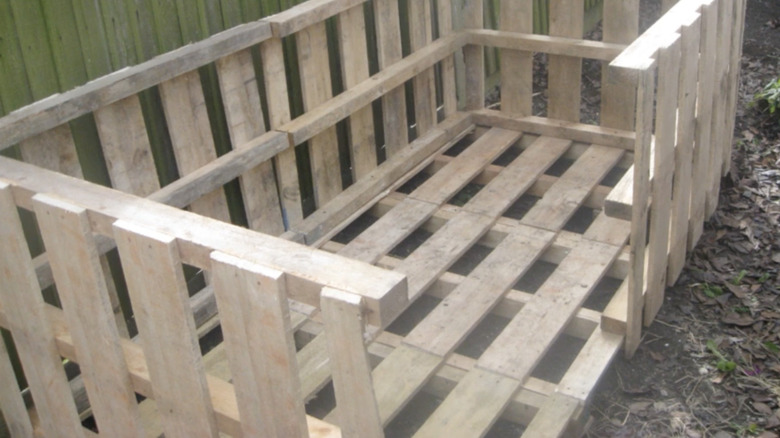 Using scrap wood pallets to build outdoor bike storage