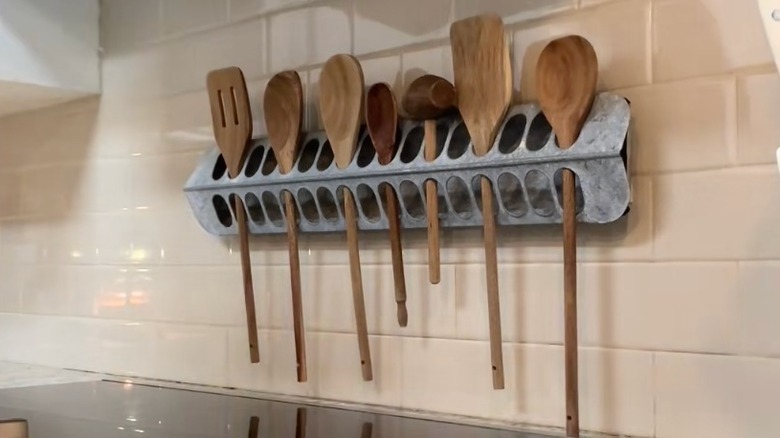 utensil holder made from old chicken feeder