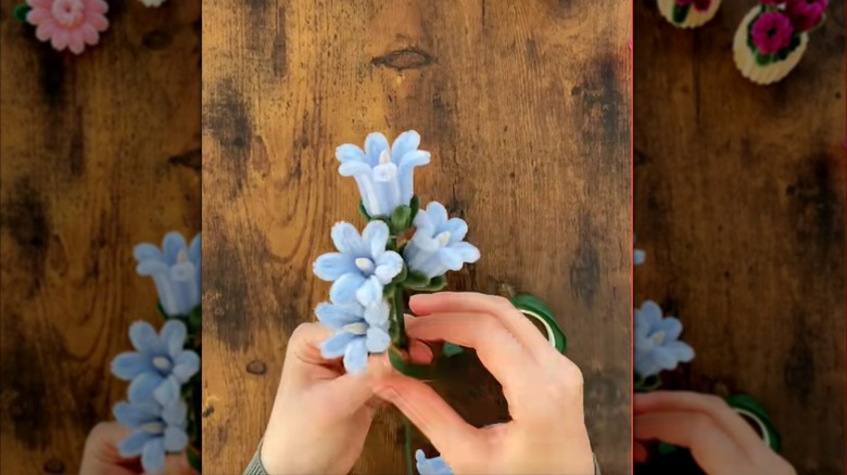 Lily of the valley made from pipe cleaners.