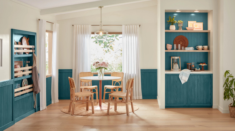 kitchen with bay blue highlights