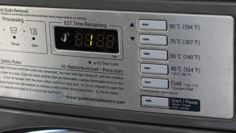 Washer display with temperature control features