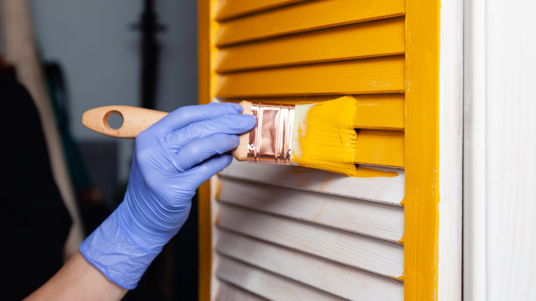 Hand painting closet door