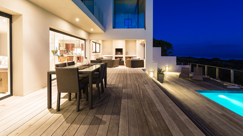 Wood deck with swimming pool