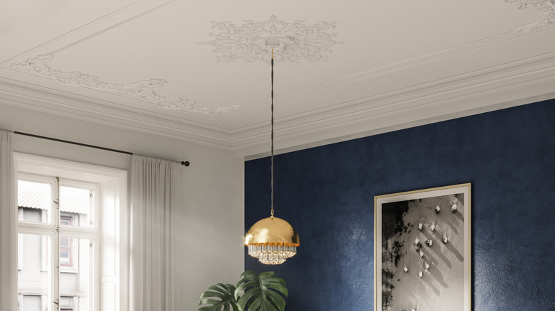detailed ceiling painted white