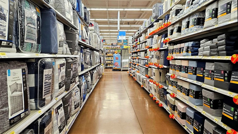 Aisle of bedding in store