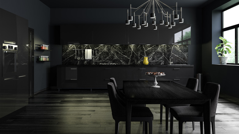 black walls in kitchen