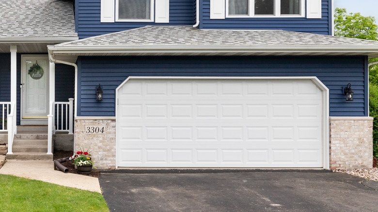 Blue house with white doors
