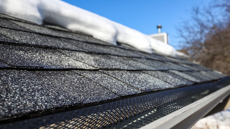 Gutters with melting snow