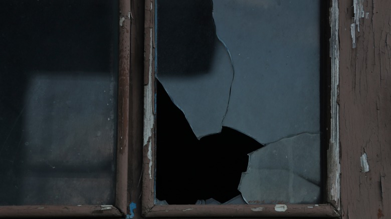 Window with a broken glass