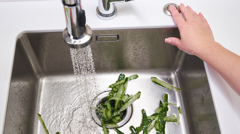 Veggie peels in sink