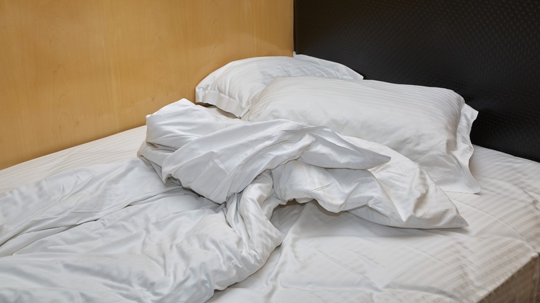 messy bed and sheets