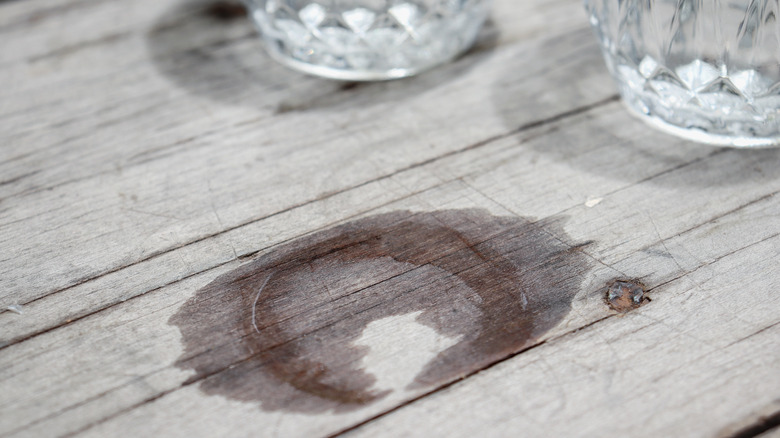Water-stained wooden table