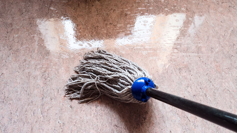 mopping linoleum standing water