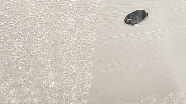 Round shapes of rosebud ceiling in middle of installation