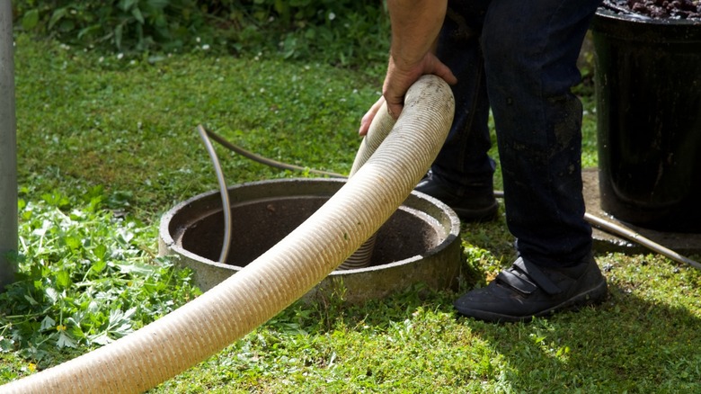 hose pumping out septic sytem