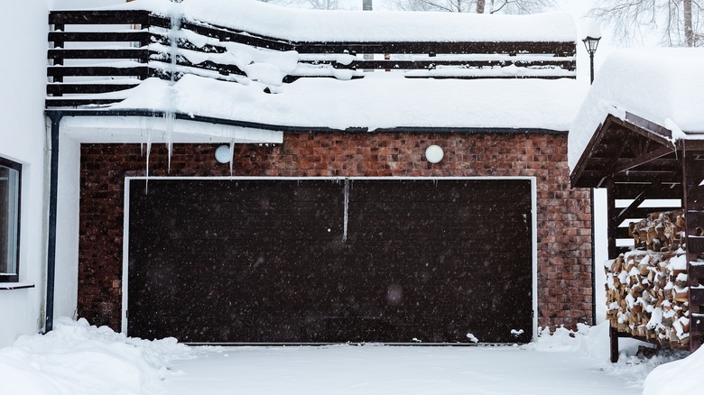 garage door in snowfall