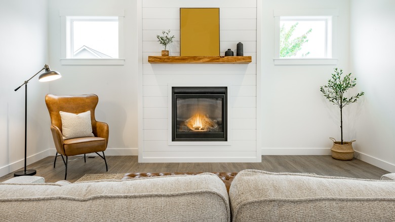 living room with fireplace