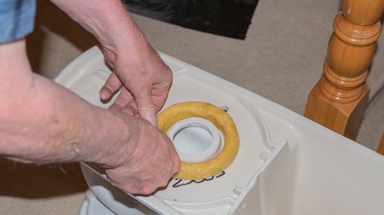 Adding wax ring to toilet