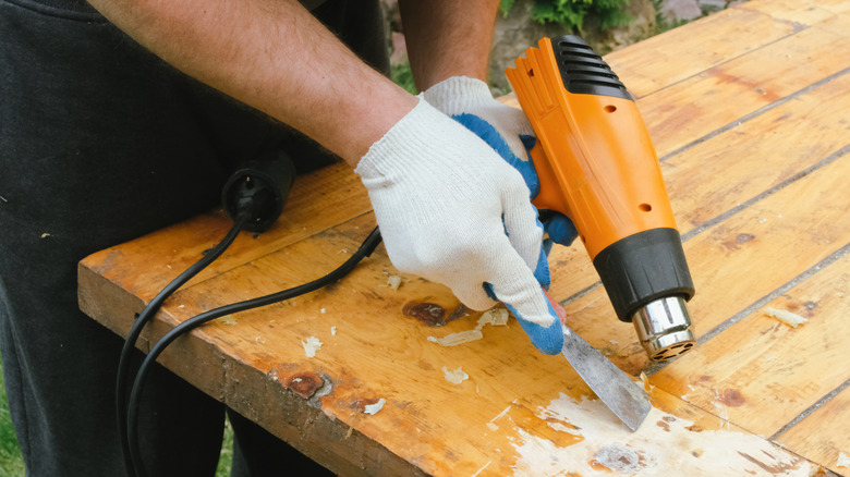 A heat gun in action