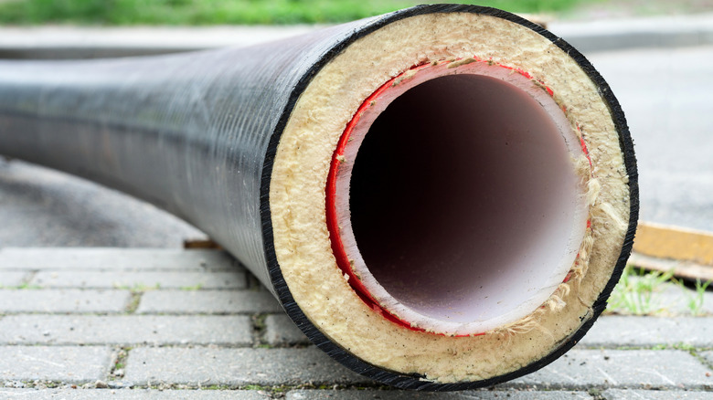 Close up of insulated pipe