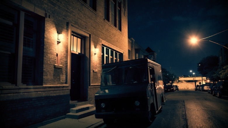 Bright security lights outside house 