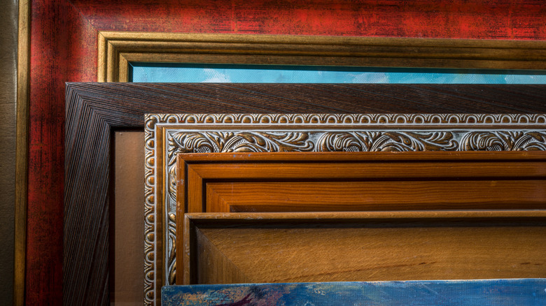 Stack of vintage wood frames