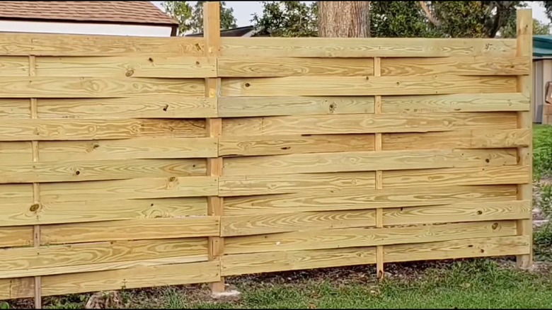 A basketweave fence