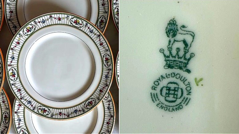 Circa 1900s Royal Doulton plate detail and maker's mark