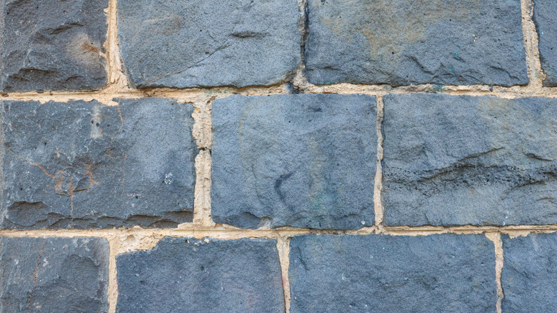 A wall made of bluestone