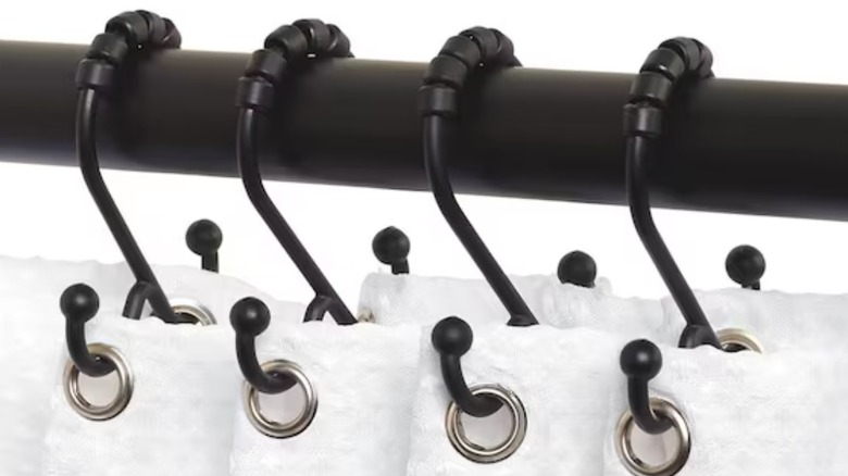 black shower curtain hooks