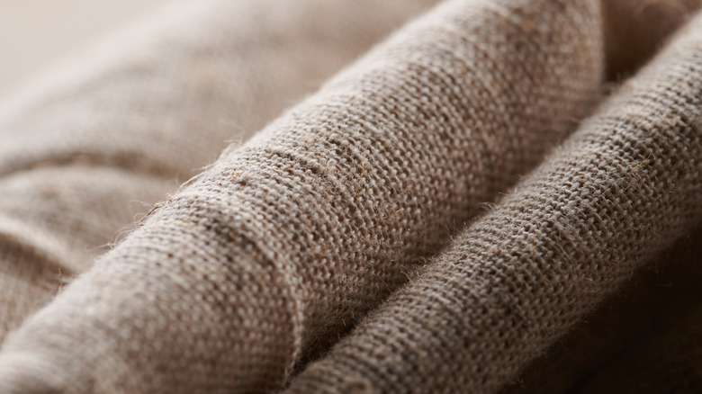 Rolls of burlap fabric