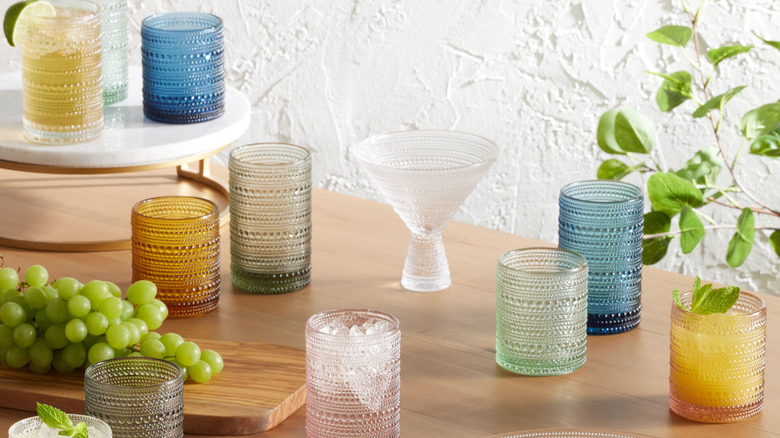 A set of Jupiter by Fortessa drinking glasses.